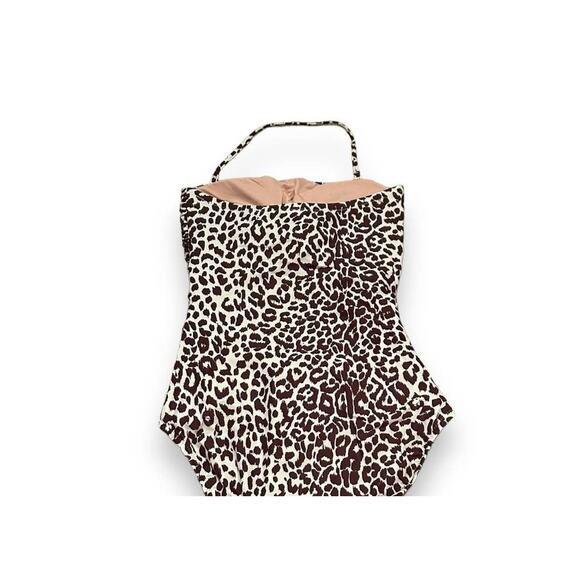 NWT J.Crew Leopard Print Bandeau Ruched One Piece Halter Swimsuit 0 Brown #2886 - Picture 9 of 12